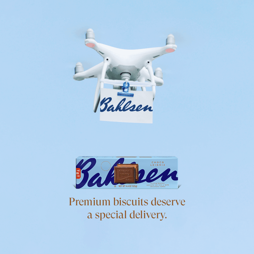 Retargeting ad for the Bahlsen drone campaign