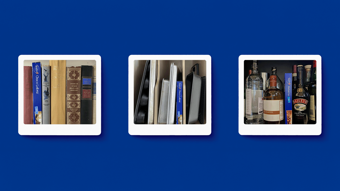 Various users on social media showing their hiding spots for Bahlsen snacks