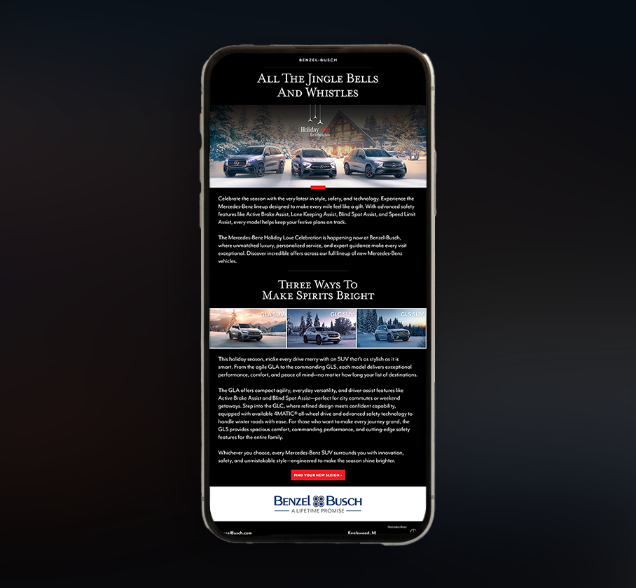 Benzel-Busch newsletter displayed on mobile