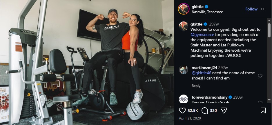 NFL player George Kittle promoting custom home gym built by Gym Source