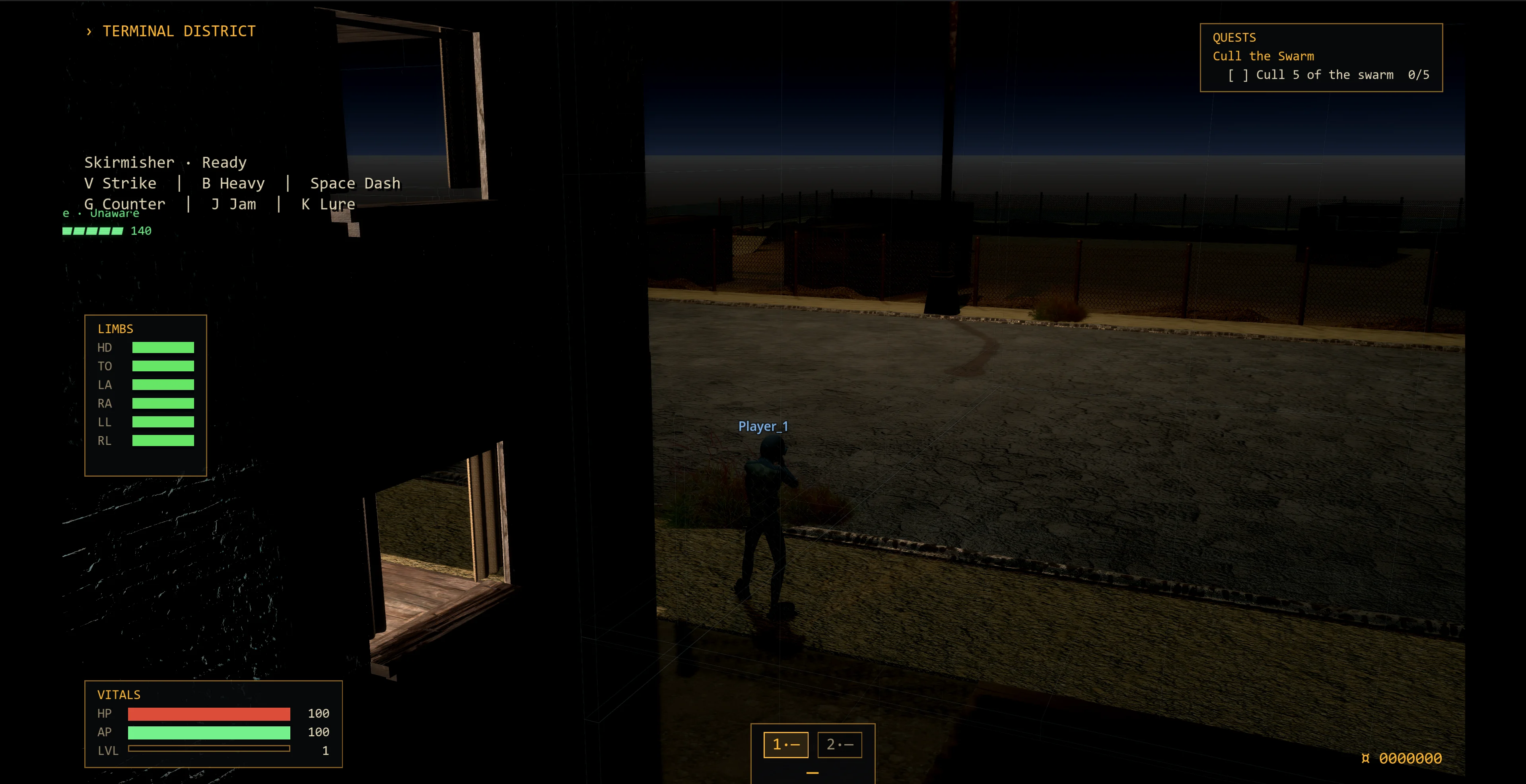 RAID Terminal District gameplay with a building wall hidden to keep the player visible